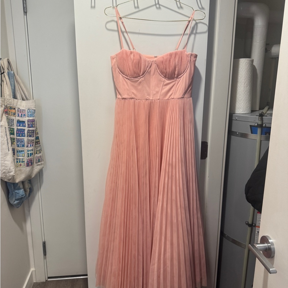 Hutch Amara Corset Pleated Tulle Fit & Flare Midi Dress